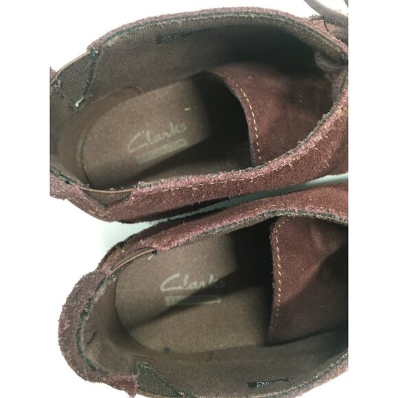 Clarks Suede Ankle Boots Wine Lace Up Women Size 6 Comfort Cushioned - Picture 9 of 10